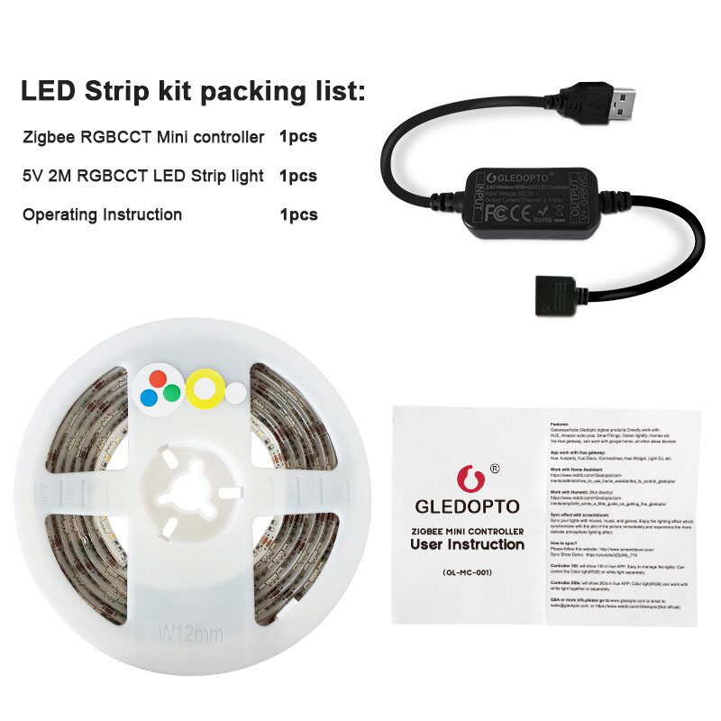 DC5V ZigBee RGBCCT Mini USB Controller Smart TV LED Strip Light Kit DC5V ZigBee RGBCCT Mini USB Controller Smart TV LED Strip Light Kit